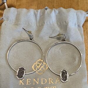 Kendra Scott Silver and Black Hoop Earrings